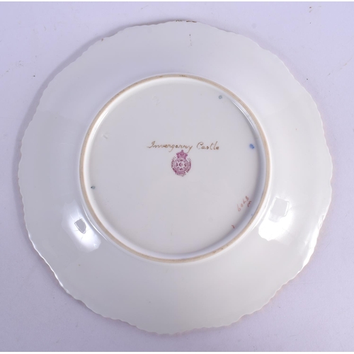 254 - Royal Worcester plate painted with Invergarry Castle by J. Stinton, signed date mark for 1914. 23.5c... 