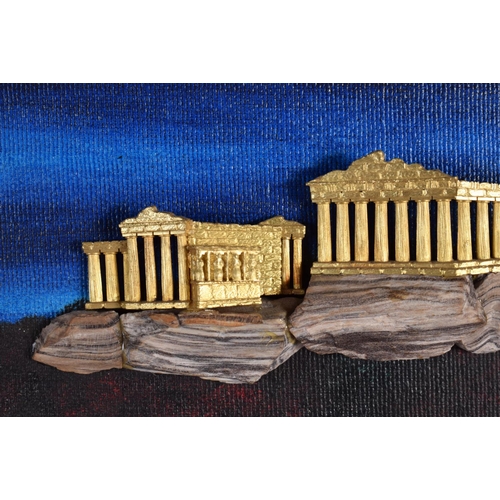 275 - A 1970S GOLD AND DIAMOND PLAQUE OF THE ACROPOLIS by William Tolliday for Garrard. 30 cm x  28 cm.