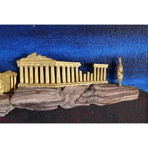 275 - A 1970S GOLD AND DIAMOND PLAQUE OF THE ACROPOLIS by William Tolliday for Garrard. 30 cm x  28 cm.