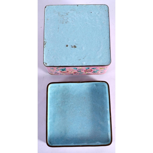 282 - A 19TH CENTURY CHINESE CANTON ENAMEL BOX AND COVER Late Qing. 9.5 cm square.