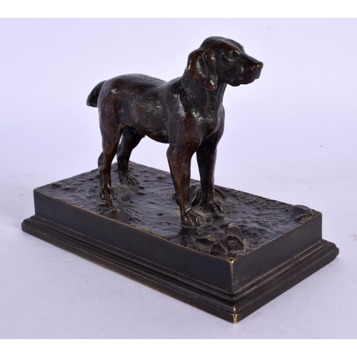 286 - Antoine Louis Bayre (19th Century) French, Bronze, Dog. 11 cm x 9 cm.