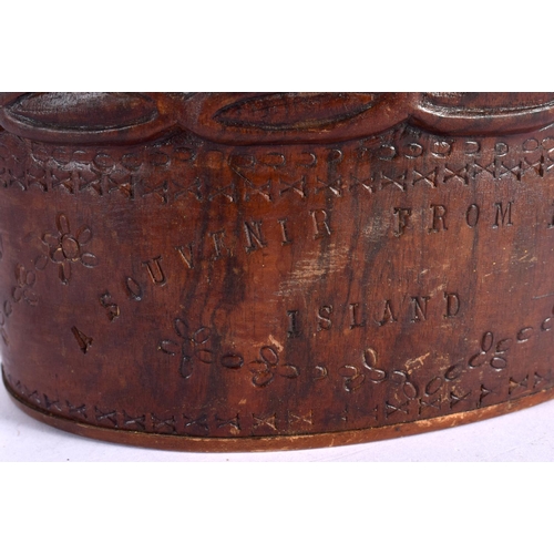 306 - A RARE PITCAIRN ISLANDS CARVED WOOD BASKET by Jacob Warren. 17 cm x 15 cm.