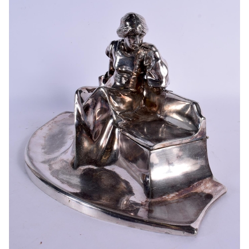 307 - AN ART NOUVEAU KAISER SILVER PLATED DESK STAND. 27 cm x 20 cm.