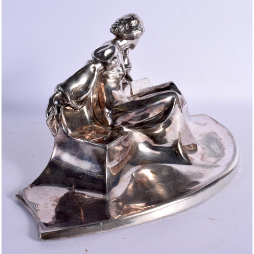 307 - AN ART NOUVEAU KAISER SILVER PLATED DESK STAND. 27 cm x 20 cm.