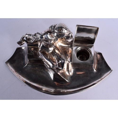 307 - AN ART NOUVEAU KAISER SILVER PLATED DESK STAND. 27 cm x 20 cm.