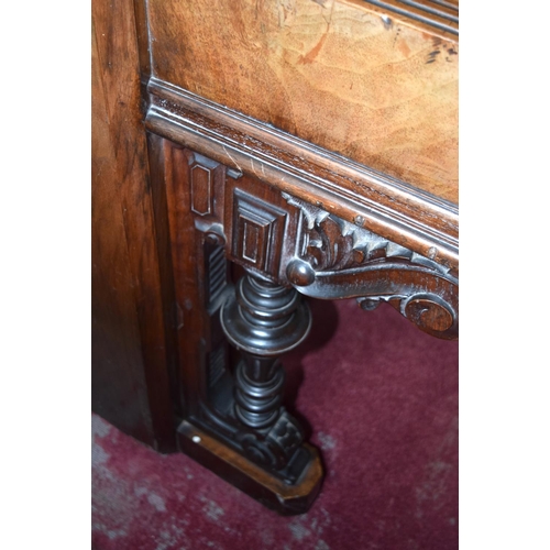 312 - A FINE ANTIQUE BURR WALNUT VOGEL PIANO with brass candle sconces. Note: The piano is kept off site, ... 