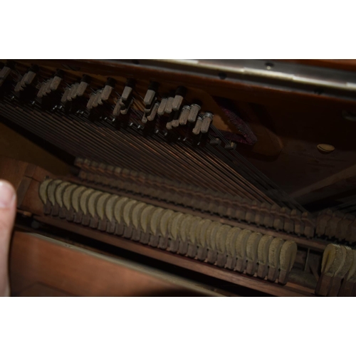 312 - A FINE ANTIQUE BURR WALNUT VOGEL PIANO with brass candle sconces. Note: The piano is kept off site, ... 