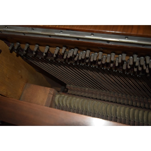 312 - A FINE ANTIQUE BURR WALNUT VOGEL PIANO with brass candle sconces. Note: The piano is kept off site, ... 