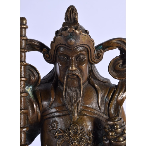 314 - A CHINESE BRONZE FIGURE OF A GUARDIAN 20th Century. 23 cm x 13 cm.