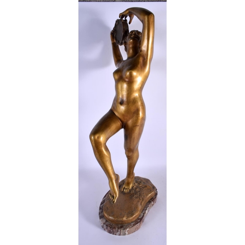 358 - European School (C1910) Gilt bronze, Study of a nude female. 65 cm x 22 cm.