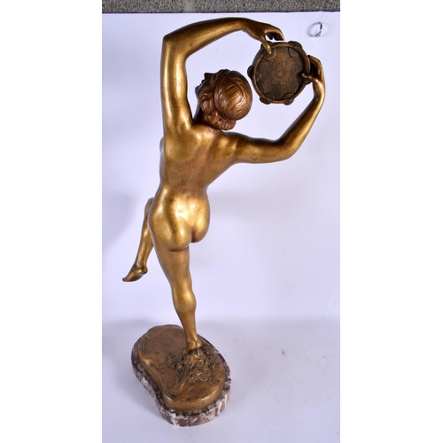 358 - European School (C1910) Gilt bronze, Study of a nude female. 65 cm x 22 cm.