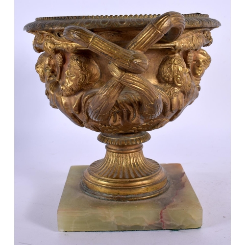 363 - A LARGE 19TH CENTURY EUROPEAN TWIN HANDLED BRONZE URN decorated with classical figures. 18 cm x 15 c... 