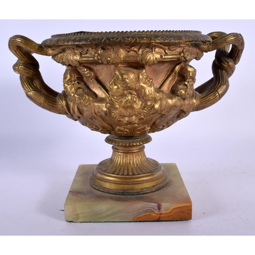 363 - A LARGE 19TH CENTURY EUROPEAN TWIN HANDLED BRONZE URN decorated with classical figures. 18 cm x 15 c... 