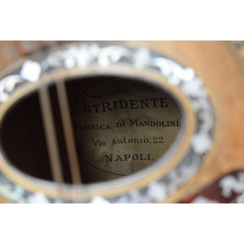 366 - AN ITALIAN NAPOLI TORTOISESHELL INLAID MANDOLIN with bone fittings. 56 cm x 20 cm.