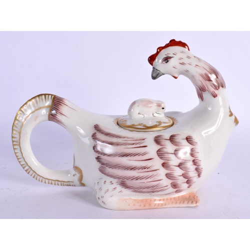 37 - A LATE 19TH CENTURY EUROPEAN PORCELAIN TEAPOT AND COVER in the form of a bird. 17 cm x 12 cm.