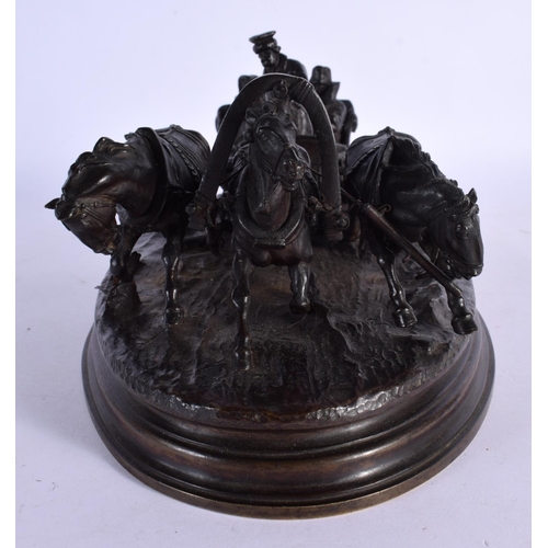 375 - Russian School (19th Century) Bronze, Troika group. 24 cm x 12 cm.