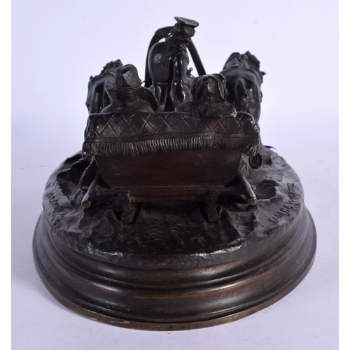 375 - Russian School (19th Century) Bronze, Troika group. 24 cm x 12 cm.