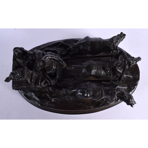 375 - Russian School (19th Century) Bronze, Troika group. 24 cm x 12 cm.