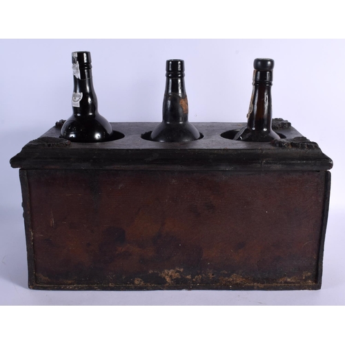 378 - AN UNUSUAL SHIPS CHILLED WINE BY THE GLASS DECANTER BOX decorated with mythical men. 40 cm x 24 cm.