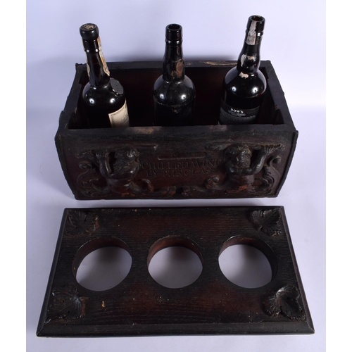 378 - AN UNUSUAL SHIPS CHILLED WINE BY THE GLASS DECANTER BOX decorated with mythical men. 40 cm x 24 cm.