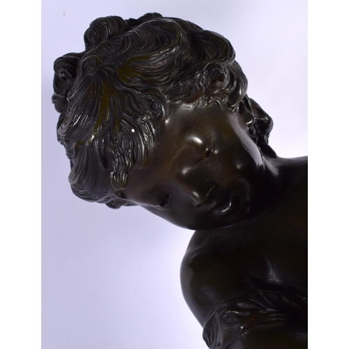 379 - French School (20th Century) Bronze, Boy holding a howling duck. 54 cm x 22 cm.