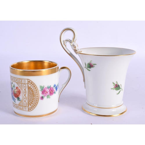 38 - A FINE MEISSEN SWAN HANDLED CUP AND SAUCER together with a Berlin cup and saucer. (4)