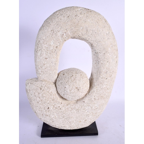 385 - A LARGE CONTEMPORARY HOLLOWED STONE TYPE SCULPTURE. 33 cm x 20 cm.