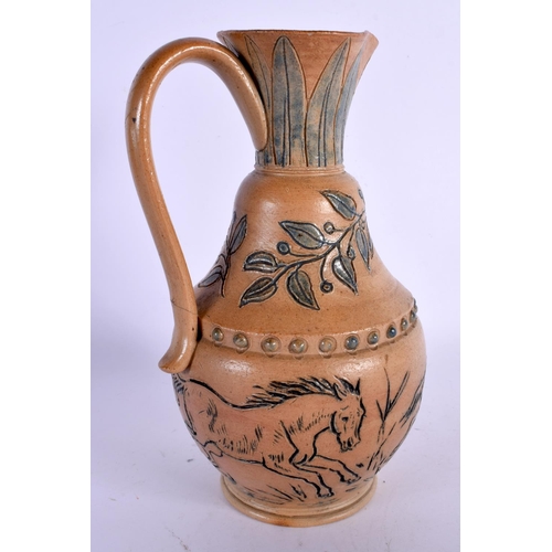 4 - AN ANTIQUE DOULTON LAMBETH STONEWARE JUG by Hannah Barlow. 22 cm high.