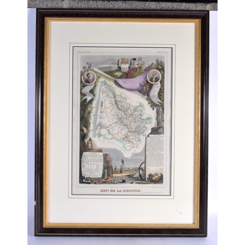 406 - A FRAMED ANTIQUE ENGRAVING Dept De La Gironde. 68 cm x 48 cm.