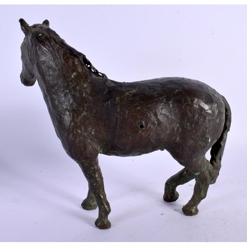 425 - A EUROPEAN BRONZE STUDY OF HORSE 20th Century. 16 cm x 16 cm.