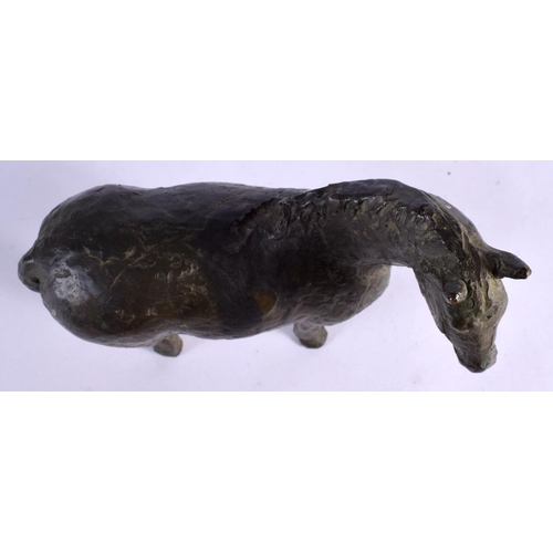 425 - A EUROPEAN BRONZE STUDY OF HORSE 20th Century. 16 cm x 16 cm.