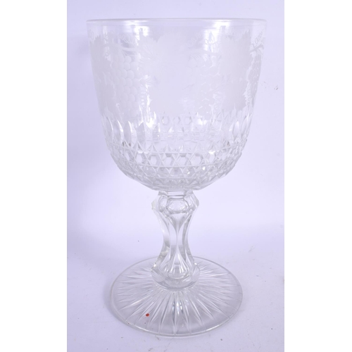 427 - A LARGE ANTIQUE CUT GLASS GOBLET. 29 cm x 15 cm.