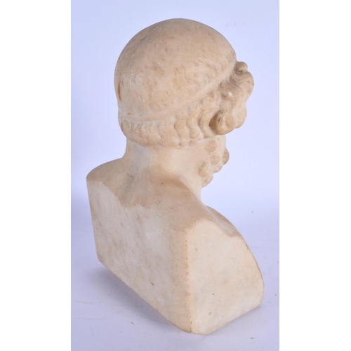 429 - A 17TH/18TH CENTURY EUROPEAN CARVED MARBLE BUST OF HOMER. 19 cm x 11 cm.