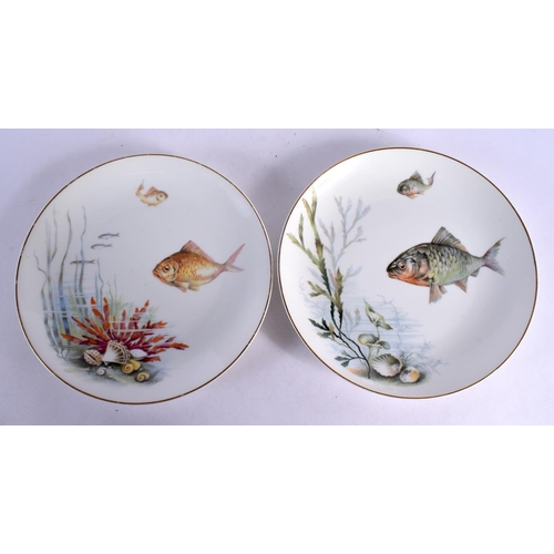 435 - A SET OF TEN ROSENTHAL FISH PLATES decorated with various under water scenes. 23 cm diameter. (10)