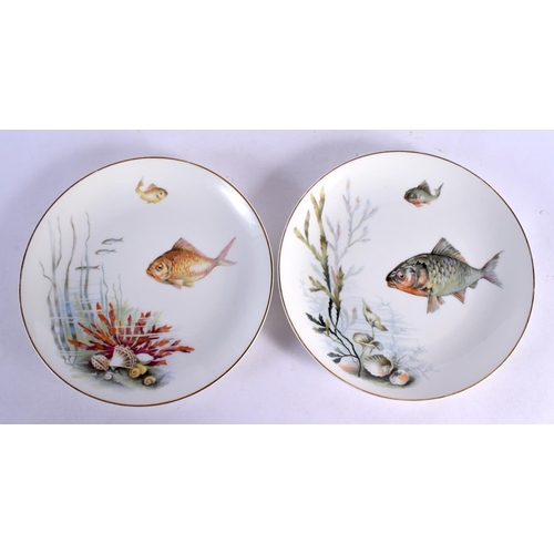 435 - A SET OF TEN ROSENTHAL FISH PLATES decorated with various under water scenes. 23 cm diameter. (10)