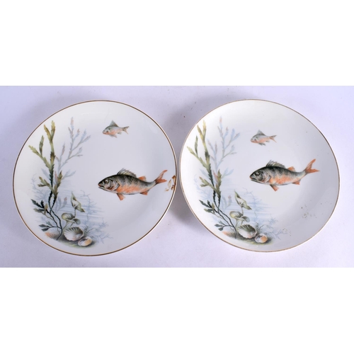 435 - A SET OF TEN ROSENTHAL FISH PLATES decorated with various under water scenes. 23 cm diameter. (10)