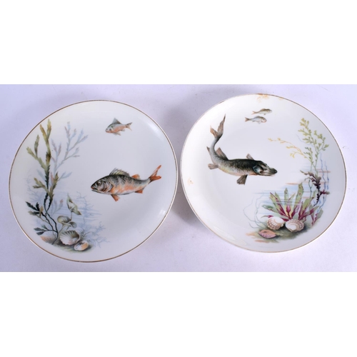 435 - A SET OF TEN ROSENTHAL FISH PLATES decorated with various under water scenes. 23 cm diameter. (10)