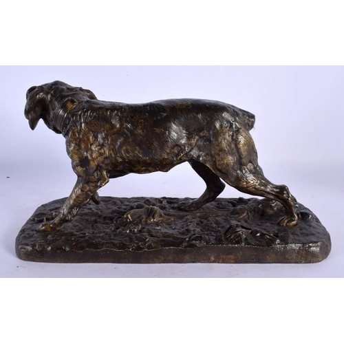 454 - AN ANTIQUE BRONZE FIGURE OF A ROAMING HOUND After P J Mene. 27 cm x 15 cm.