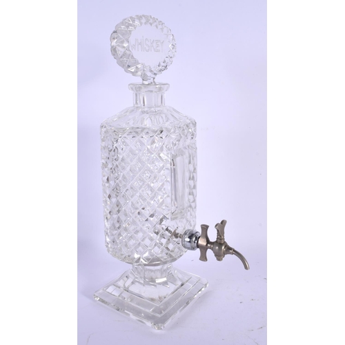 480 - AN ANTIQUE CUT GLASS WHISKEY DECANTER AND STOPPER. 34 cm high.