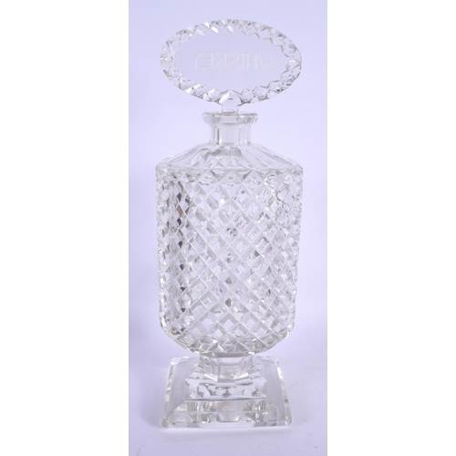 480 - AN ANTIQUE CUT GLASS WHISKEY DECANTER AND STOPPER. 34 cm high.