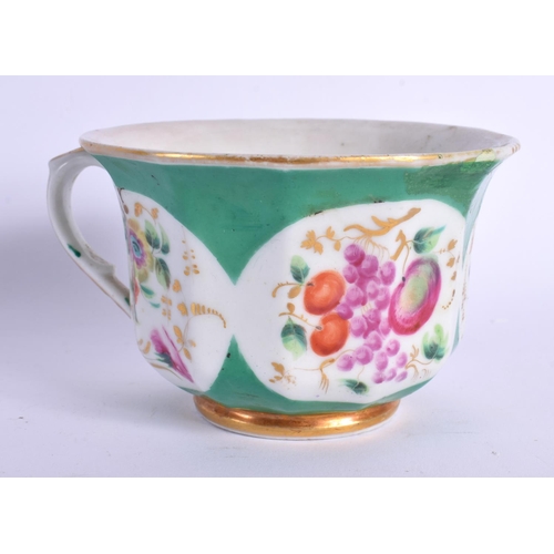 544 - A 19TH CENTURY RUSSIAN PORCELAIN FLORAL CABINET CUP. 11 cm wide.