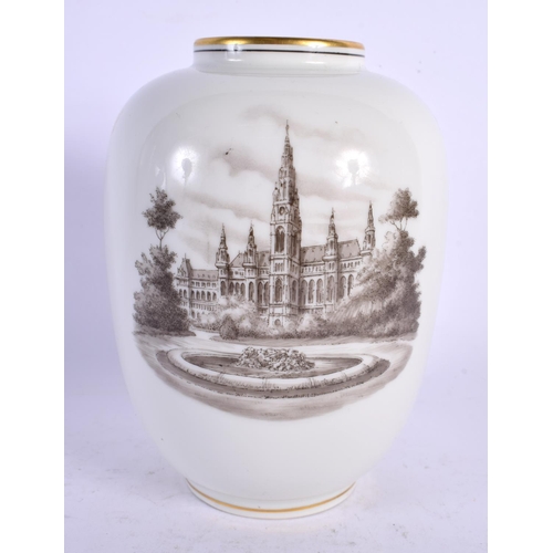 545 - A ROYAL WORCESTER COMPORT together with a Vienna vase etc. Largest 21 cm wide. (4)