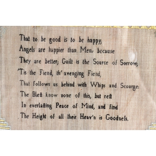 566 - AN 18TH CENTURY FRAMED SAMPLER by Mary A Wilsone 1786. 46 cm x 22 cm.