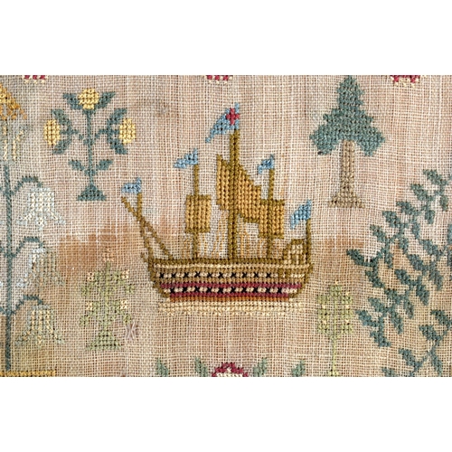 566 - AN 18TH CENTURY FRAMED SAMPLER by Mary A Wilsone 1786. 46 cm x 22 cm.