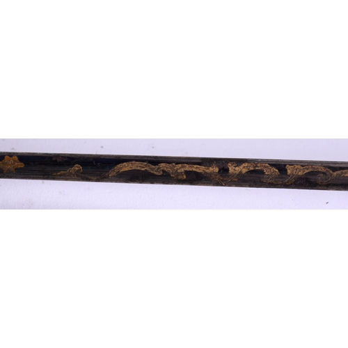 575 - AN ANTIQUE BAMBOO SWORD STICK and similar cane. Largest 90 cm long. (2)