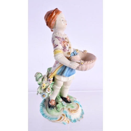 58 - AN 18TH CENTURY DERBY PORCELAIN FIGURE OF A BOY together with a Dragons in Compartment cups and sauc... 