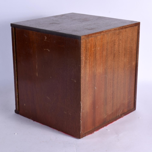 597 - AN ANTIQUE COIN COLLECTORS CABINET. 38 cm x 28 cm.