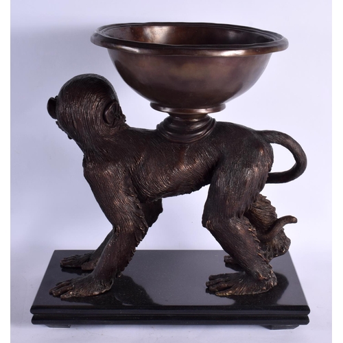 602 - A LARGE CONTEMPORARY BRONZE FIGURE OF A MONKEY. 40 cm x 32 cm.