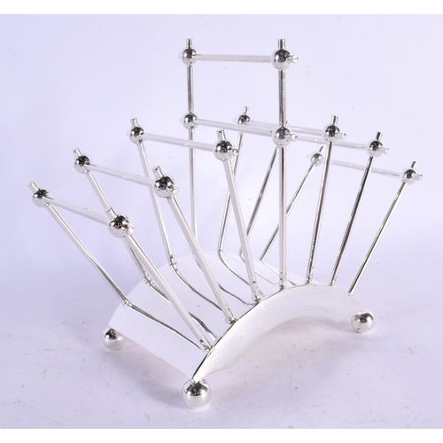 616 - A CONTEMPORARY DRESSER STYLE SILVER PLATED TOAST RACK. 22 cm x 18 cm.