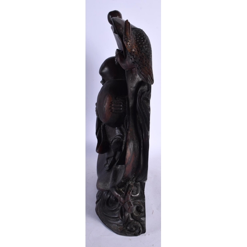 658 - A LARGE CHINESE CARVED HARDWOOD MOUNTAIN GROUP. 43 cm x 14 cm.